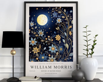Moon and Stars William Morris Print, William Morris Poster, William ...