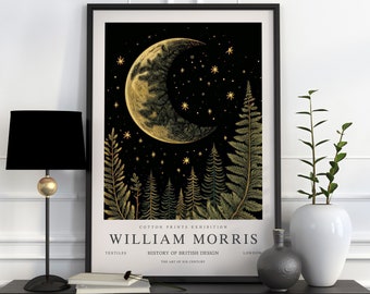 William Morris Print, William Morris Ausstellungsdruck, William Morris Poster, Vintage Wandkunst, Textilkunst, Vintage Poster, Mond und Sterne