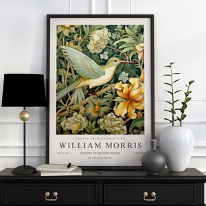 William Morris Hummingbird Print, William Morris Exhibition Print, William Morris Poster, Vintage Wall Art, Textiles Art, Vintage Poster