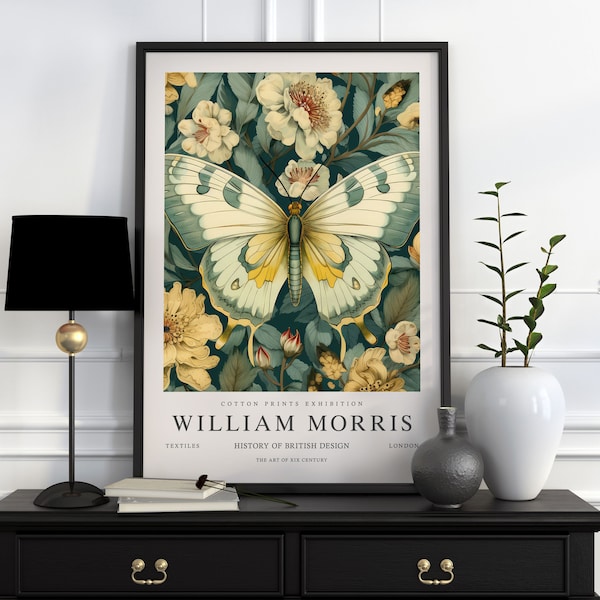 William Morris Butterfly Print, William Morris Exhibition Print, William Morris Poster, Vintage Wall Art, Textiles Art, Vintage Poster