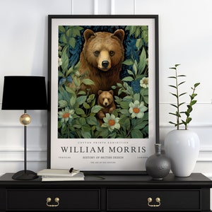 William Morris Bears Print, William Morris Exhibition Print, William Morris Poster, Vintage Wall Art, Textiles Art Vintage Poster Brown Bear