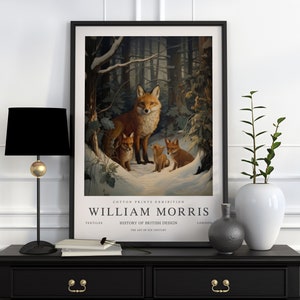 Impression William Morris, impression d'exposition William Morris, affiche William Morris, art mural vintage, art textile, affiche vintage, impression d'art renard