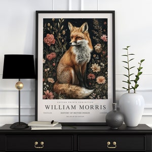 William Morris print, William Morris tentoonstelling print, William Morris poster, vintage kunst aan de muur, textielkunst, vintage poster, Fox Art Print