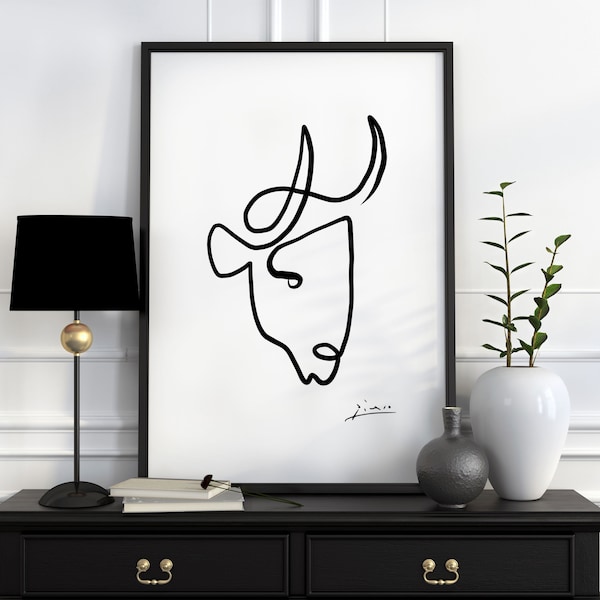 Pablo Picasso | Buffalo Print | Buffalo Wall Art | Minimalist Picasso Print | Giclee Poster Wall Art | Surrealism Cubism | Buffalo Art