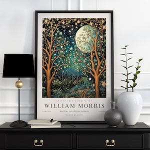 William Morris Print, William Morris Exhibition Print, William Morris Poster, Vintage Wall Art, Textiles Art, Vintage Poster, Moon and Stars