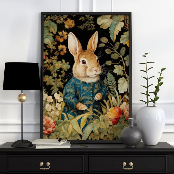 William Morris Print, William Morris Exhibition Print, William Morris Poster, Vintage Wall Art, Textiles Art, Vintage Poster, Rabbit Art