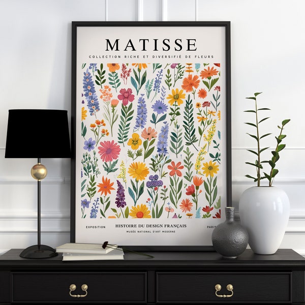 Matisse Flowers Poster, Flower Market Print, Matisse Botanical Cut Outs Exhibition Poster, Minimal Botanical Wall Art Print, Market Poster