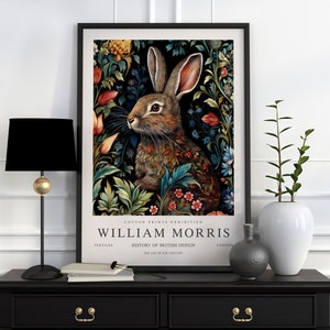 William Morris Print, William Morris Exhibition Print, William Morris Poster, Vintage Wall Art, Textiles Art, Vintage Poster, Bunny Rabbit