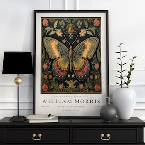 William Morris Print, William Morris Exhibition Print, William Morris Poster, Vintage Wall Art, Textiles Art, Vintage Poster Butterfly Print