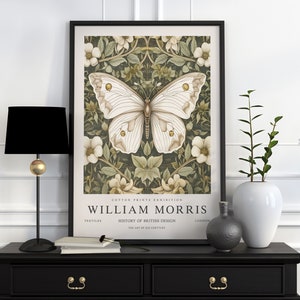 William Morris Print, William Morris Exhibition Print, William Morris Poster, Vintage Wall Art, Textiles Art, Vintage Poster Butterfly Print