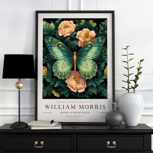 William Morris Butterfly Print, William Morris Exhibition Print, William Morris Poster, Vintage Wall Art, Textiles Art, Vintage Poster