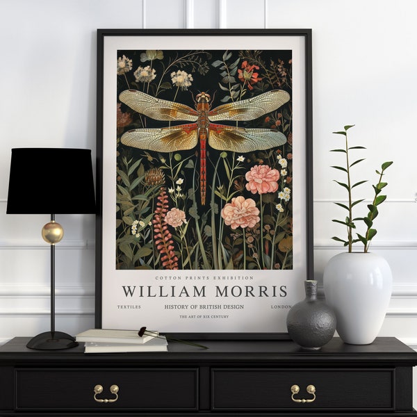 William Morris Print, William Morris Ausstellungsdruck, William Morris Poster, Vintage Wandkunst, Textilkunst, Vintage Poster, Libellenkunst