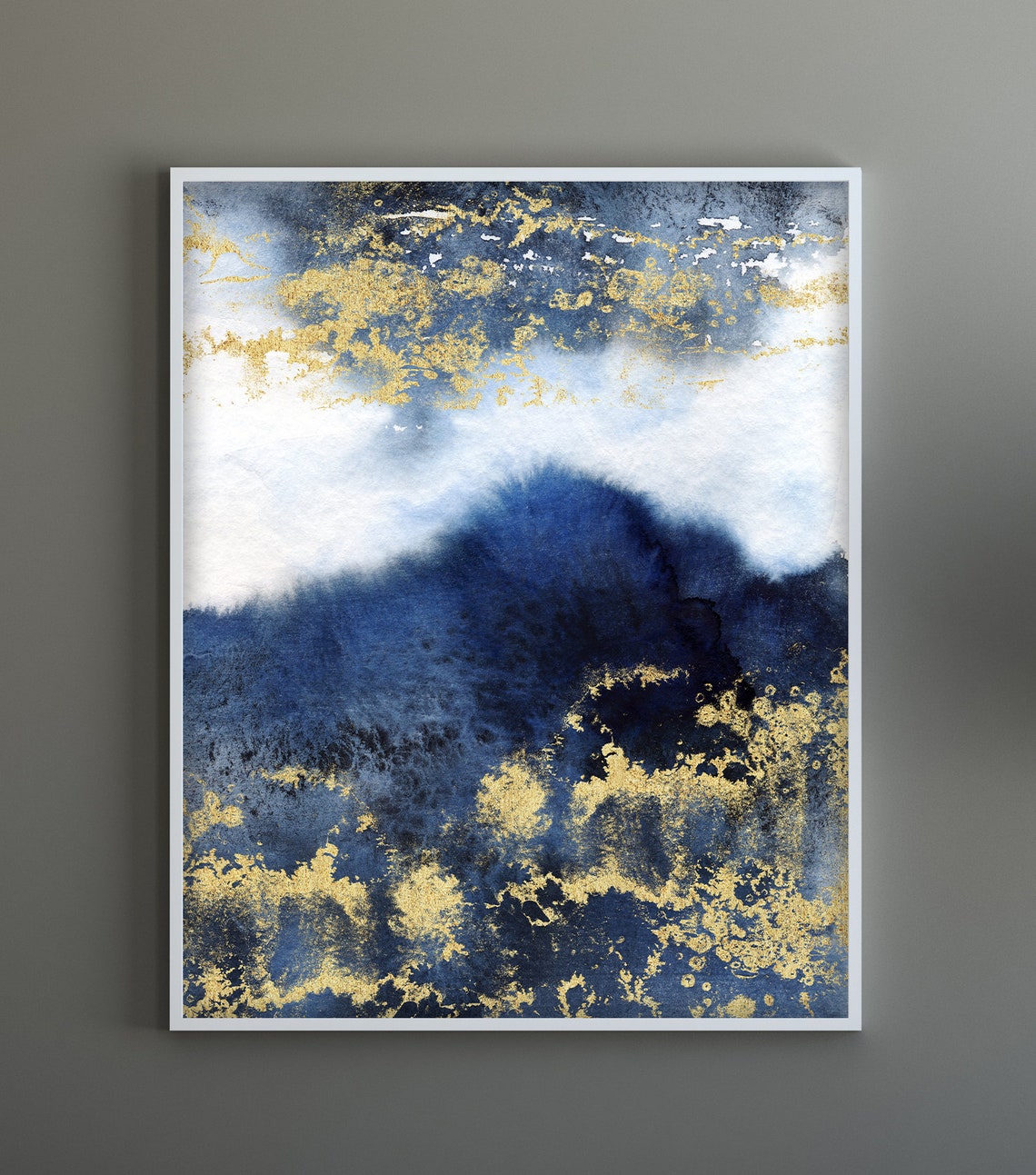 Navy Blue & Gold Wall Art Abstract Wall Art Abstract Art Etsy