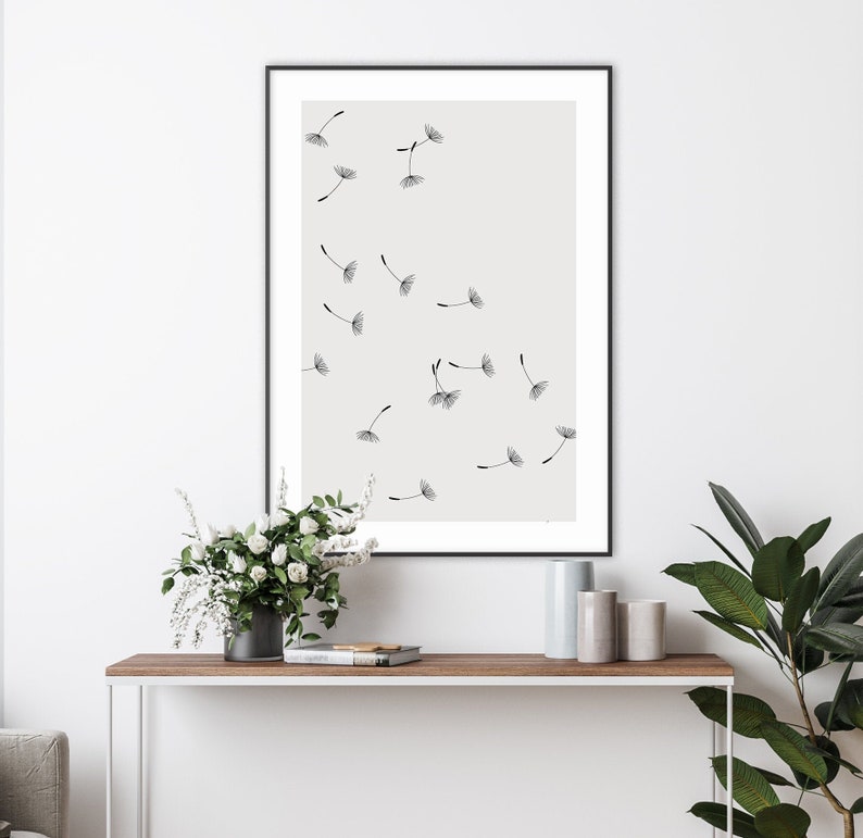 Dandelion Print Flower Print Poster Wall Art Home Decor Home Print Digital print Botanical Print Minimalist Art Modern Art image 1