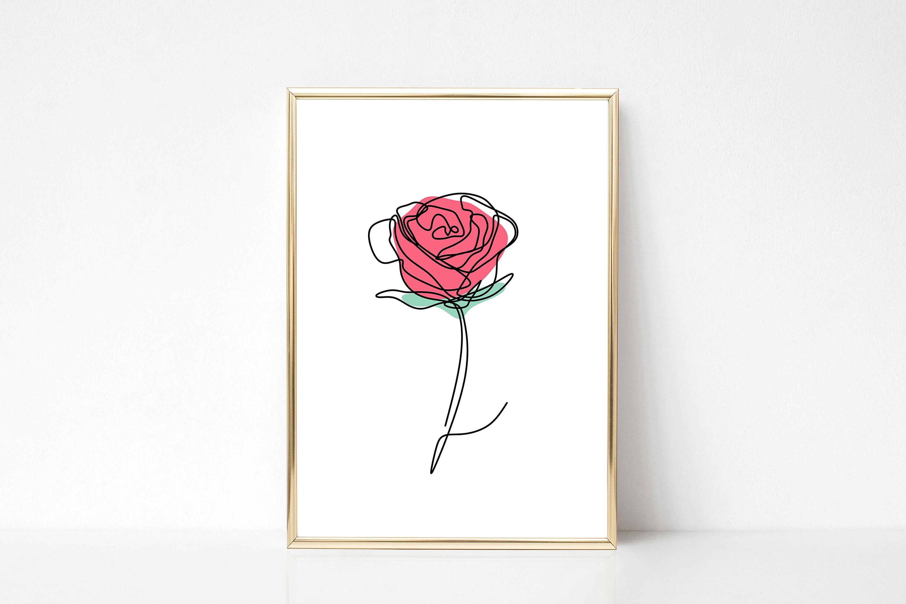 Enchanted Rose Print Beauty And The Beast Print One Line Etsy