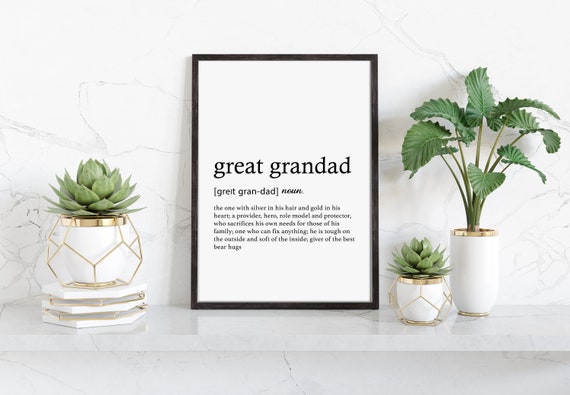 Great Grandad Definition Print Great Grandad Gift Gifts | Etsy