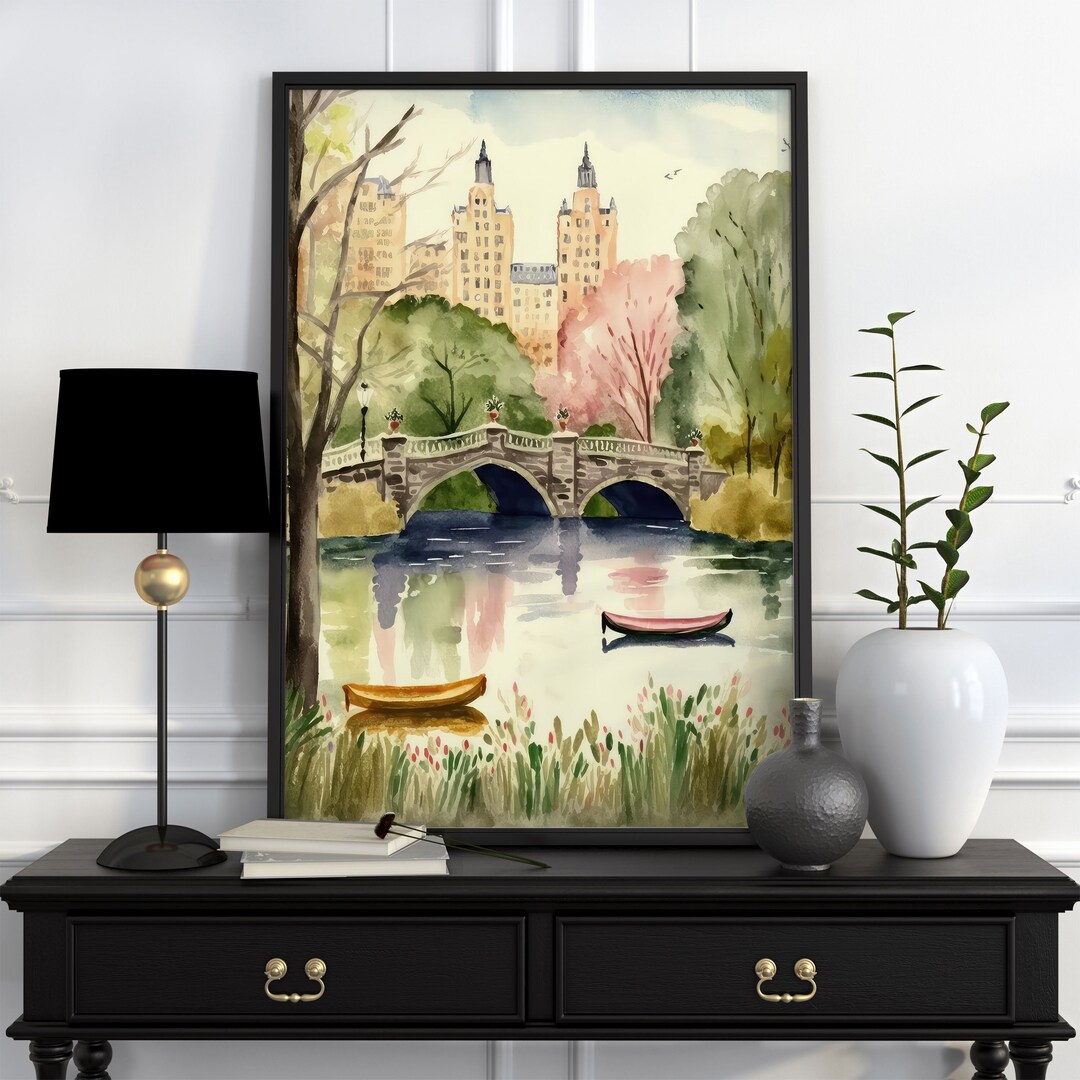 Central Park Lake Gondola Print, Central Park Wall Art, Central Park