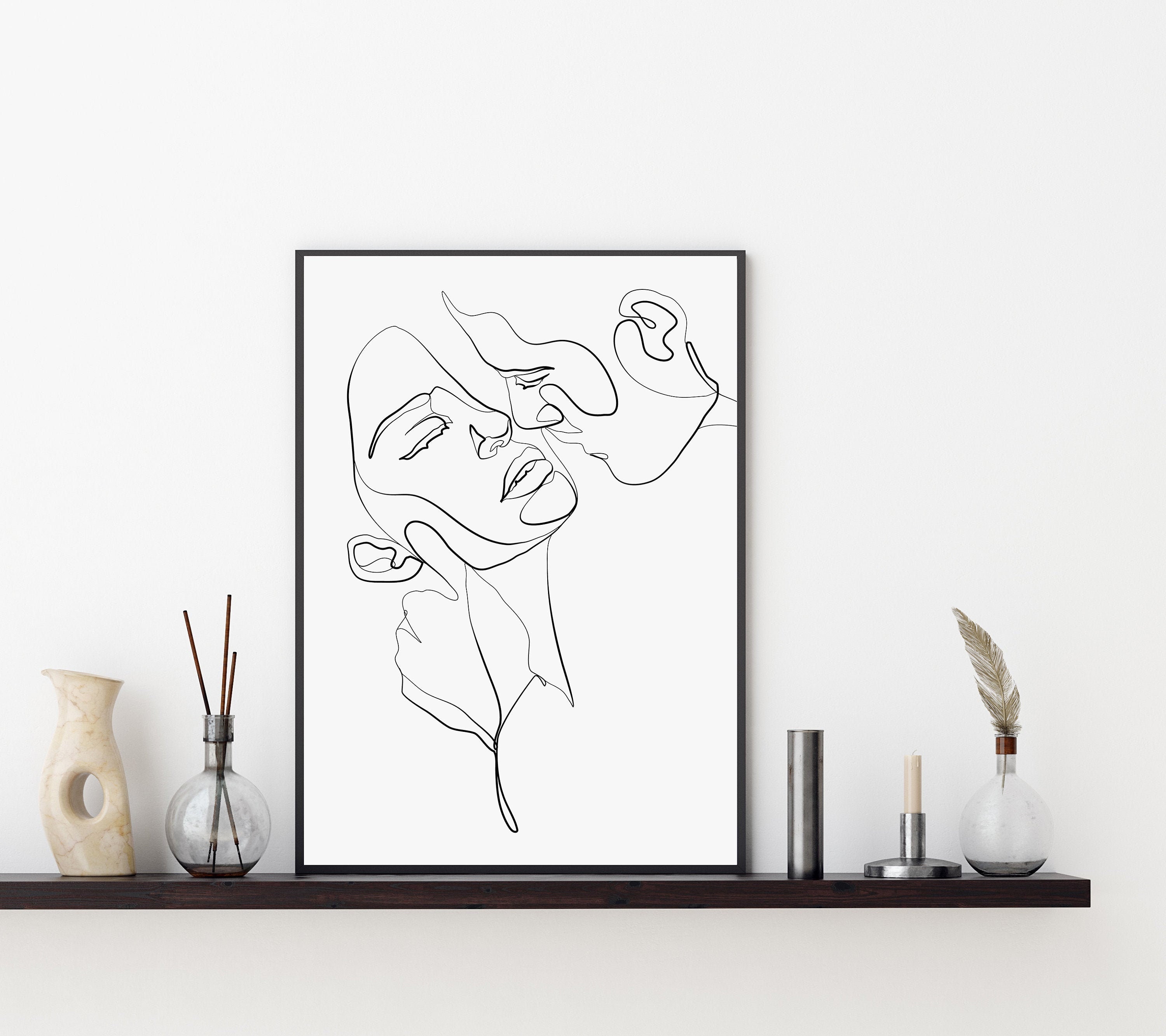 Romantic Woman Line Art Peach Line Drawings Feminine Art Print/Poster - Bed  Bath & Beyond - 34885714