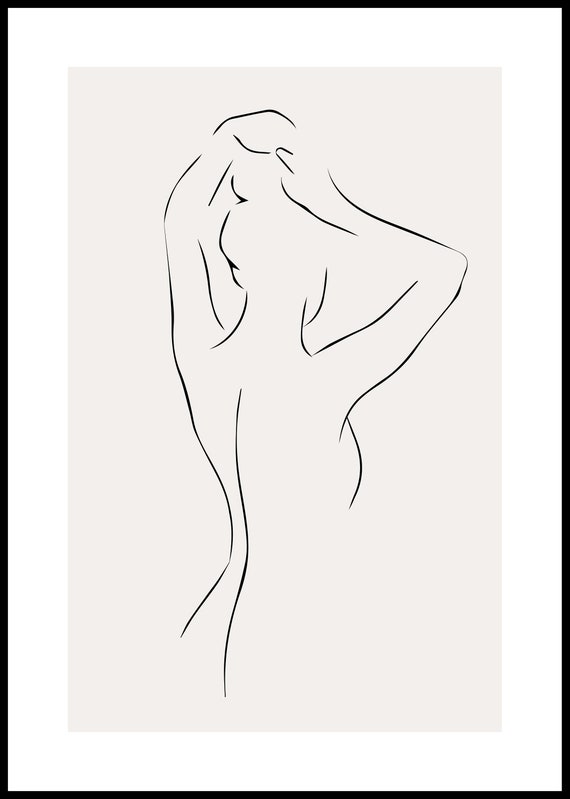 Dibujos a lápiz desnudo / Dibujo de línea de mujer / Impresión - Etsy México