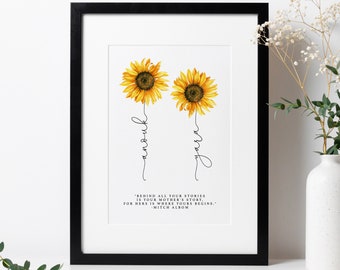 Personalised Mum Print | Mum Gift | Gifts for Mum | Mum Quote | Mum Birthday Gift | Mum Christmas Gift | Mothers Day Print | Mum Sunflowers