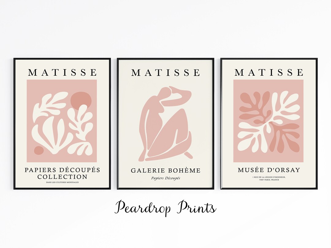 Set of 3 Matisse Print Set Henri Matisse Poster Pink Matisse Wall Art ...