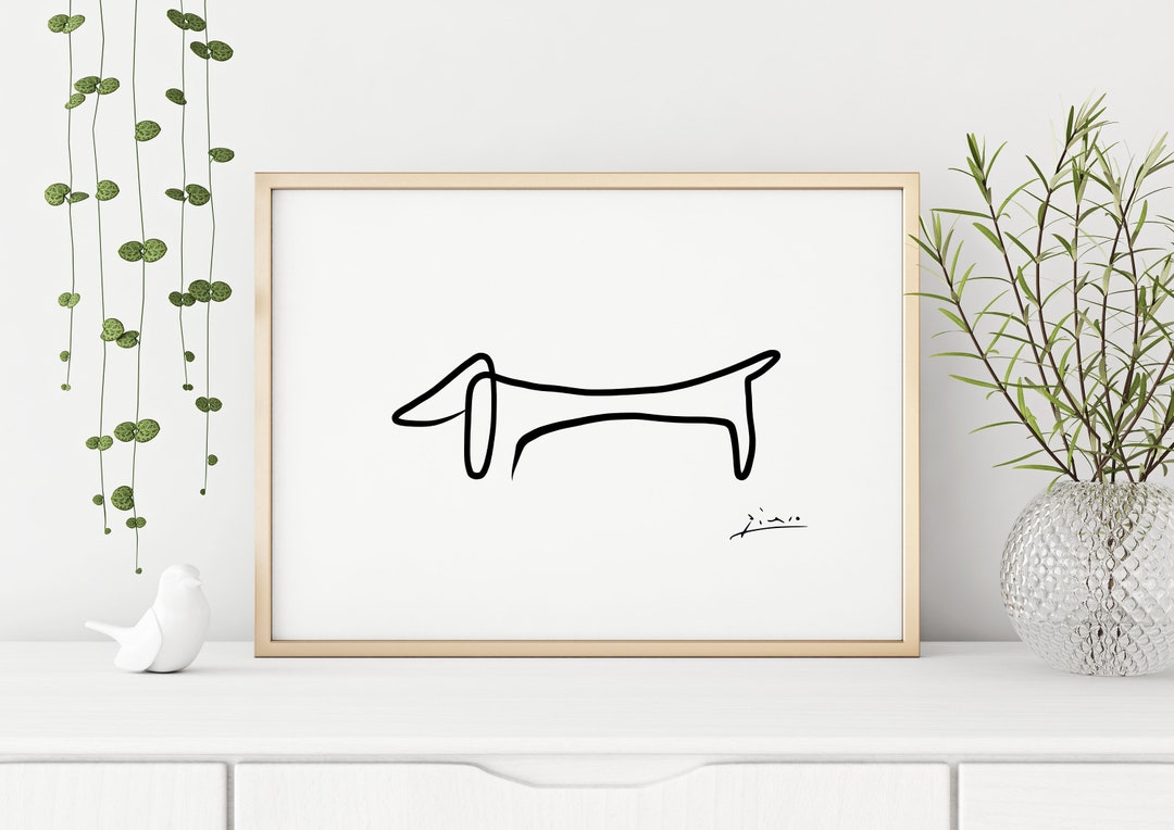 Pablo Picasso Sausage Dog Print Dachshund Wall Art Minimalist Picasso Print Giclee Poster Wall