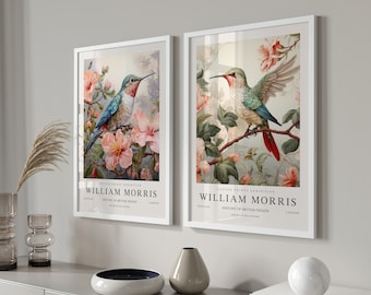 Set of 2 William Morris Prints, Muted William Morris Exhibition Poster, William Morris Poster, Vintage Wall Art, Textiles Art, London Print