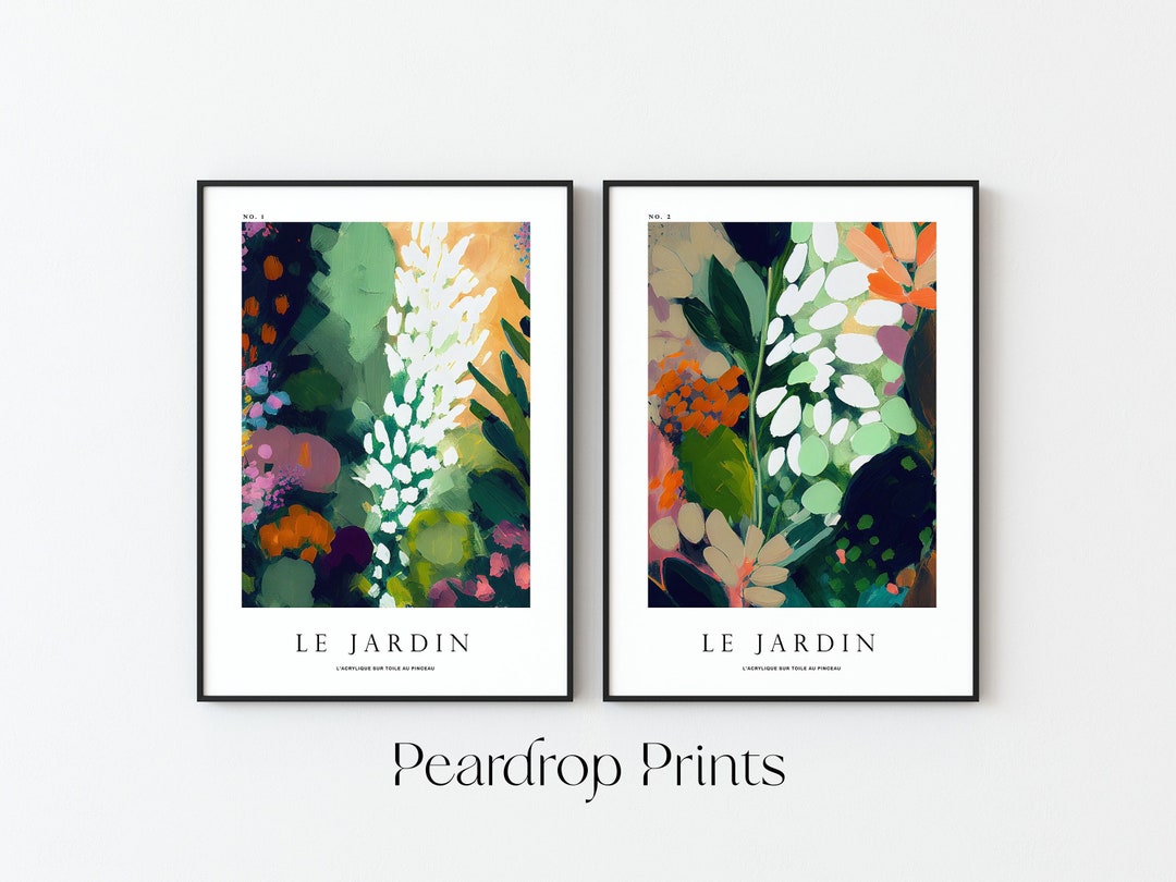 Set of 2 Le Jardin Posters Colorful Wall Art Colorful Posters Abstract