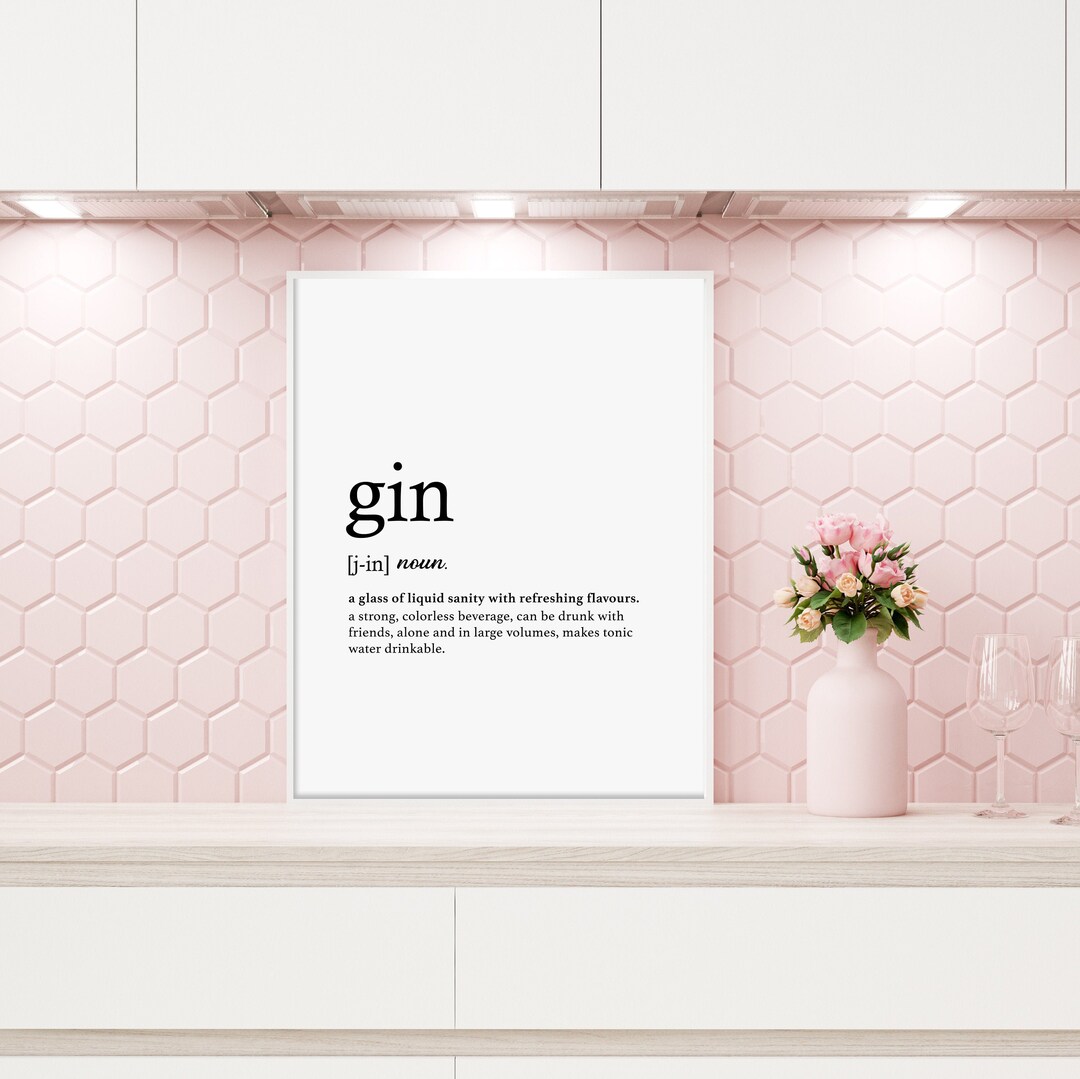 Gin Definition Wall Print Bar Decor Gin Wall Art Kitchen Print Gin