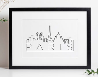 Paris Skyline | Paris Cityscape Line Art | Paris Print | Paris Gift | Paris Art | Paris Wall Art | Paris Poster