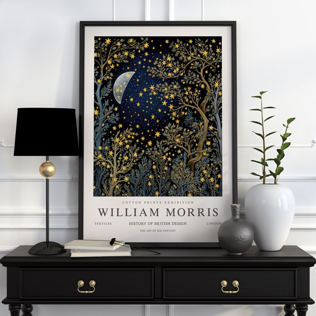 William Morris Moon & Stars Print, William Morris Exhibition Print