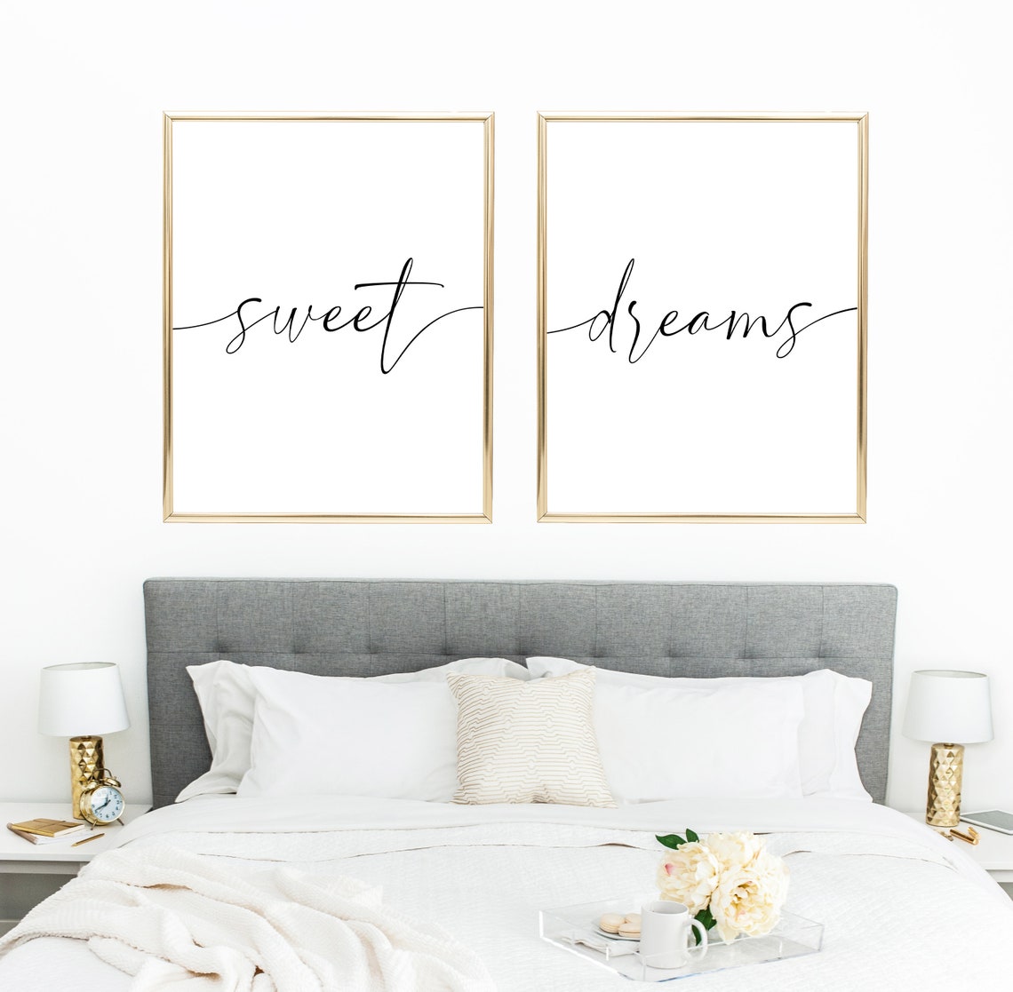 Sweet Dreams Set of 2 Bedroom Prints Above Bed Wall Prints Etsy