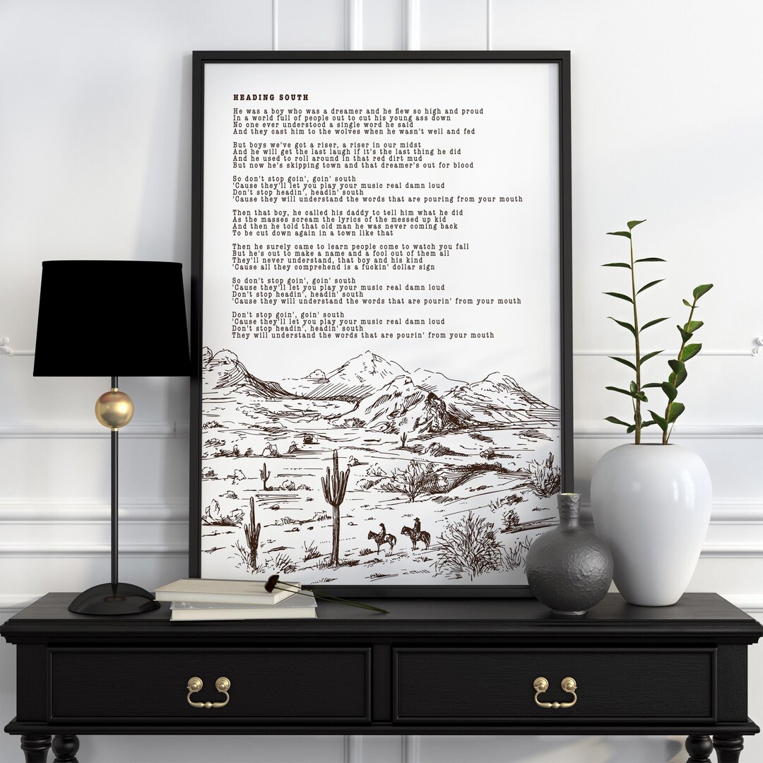 Zach Bryan Poster, Heading South Print, Zach Bryan Poem, Zach Bryan Art