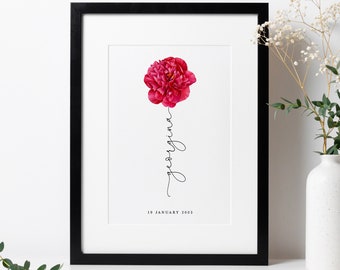 January Birth Flower Print | Carnation Birth Flower Gift | January Birthday Flower Print | Capricorn Gift | Aquarius Gift | Friend Gift