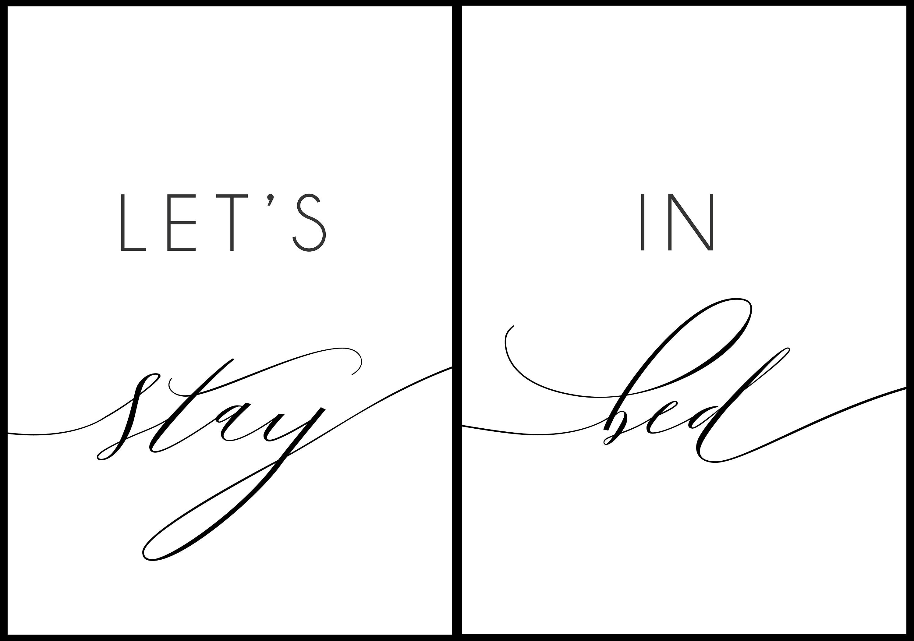 Set of 2 Bedroom Prints Let's Stay in Bed Above Bed Etsy