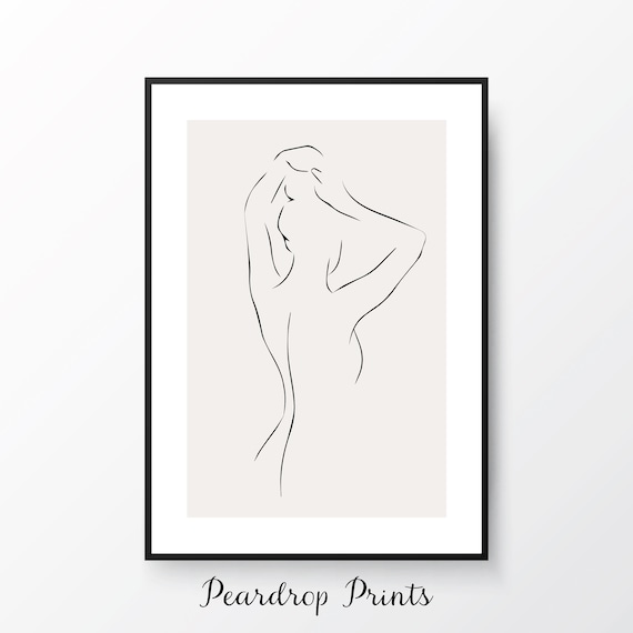 Dibujos a lápiz desnudo / Dibujo de línea de mujer / Impresión - Etsy España