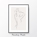 Nude Pencil Drawings | Woman Line Drawing | Abstract Line Drawing Print | Pink Bedroom Wall Art | Artistic Female Body | Feminine Poster 