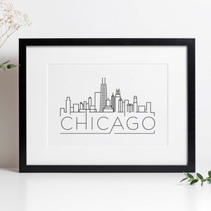 Chicago Skyline | Chicago Cityscape Line Art | Chicago Print | Chicago Gift | Chicago Art | Chicago Wall Art | Chicago Poster