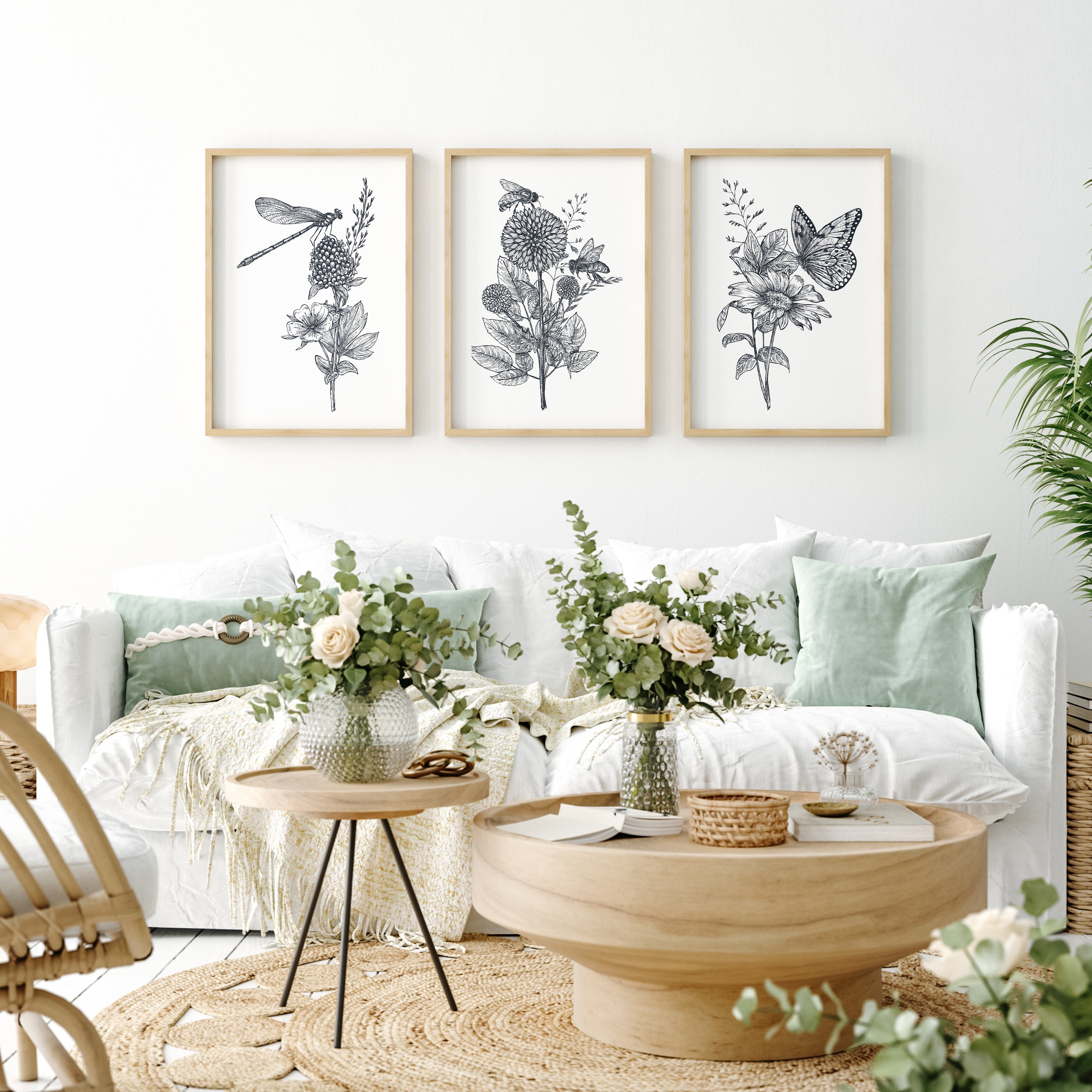 Set of 3 Prints Dining Room Art Living Room Wall Art Etsy