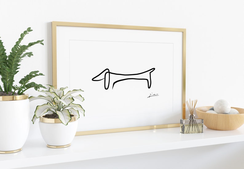 Pablo Picasso Sausage Dog Print Dachshund Wall Art Minimalist Picasso Print Giclee Poster Wall Art Surrealism Cubism Dog Print image 2