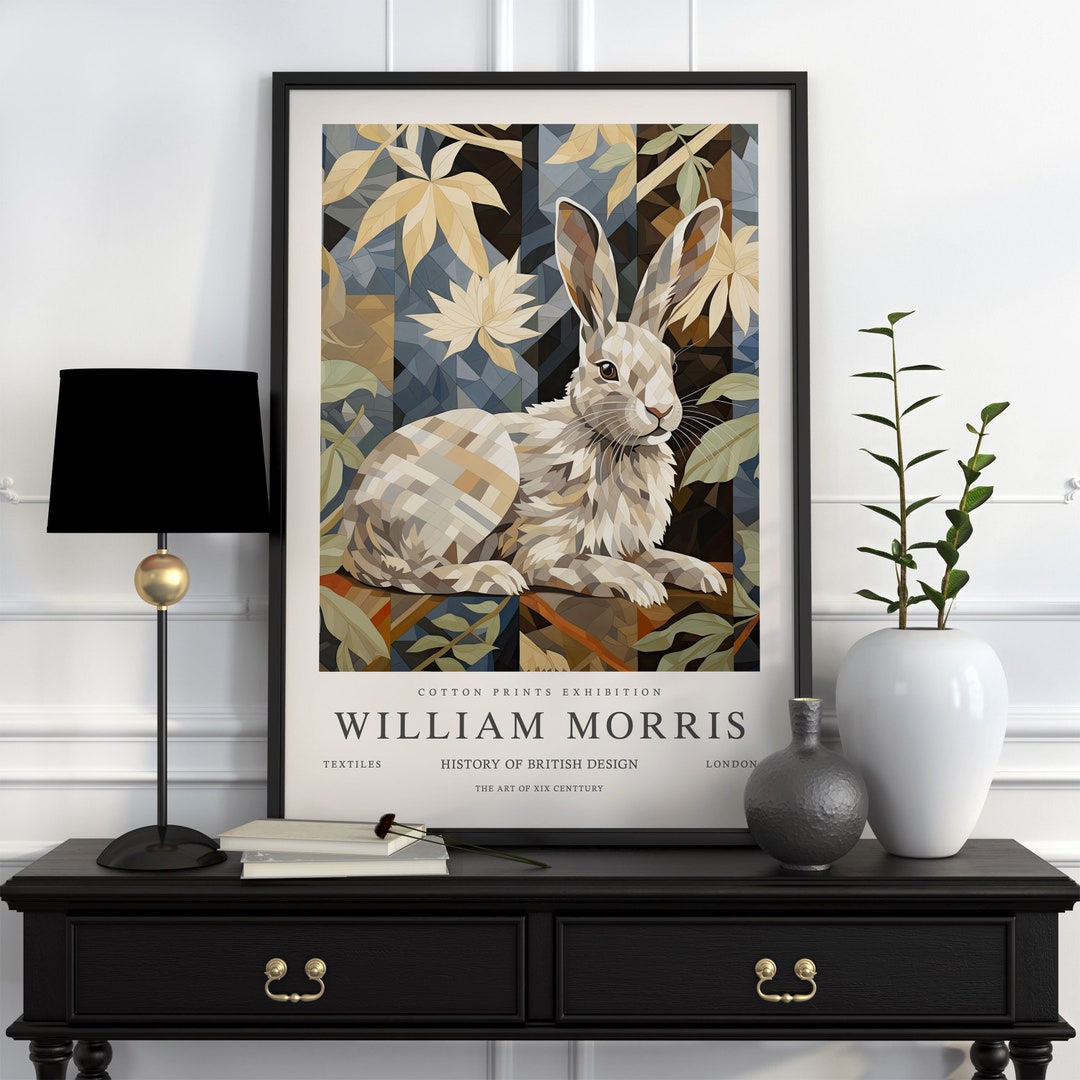 William Morris Print, Bunny William Morris Exhibition Print, Rabbit ...