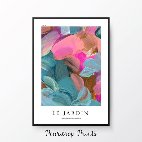 Le Jardin Poster | Abstract Acrylic Painting Print | Botanical Print | French Poster | Abstract Art | Vintage Poster | Colorful Wall Art