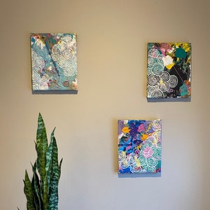 Set Of Three Original Mixed Media Paintings