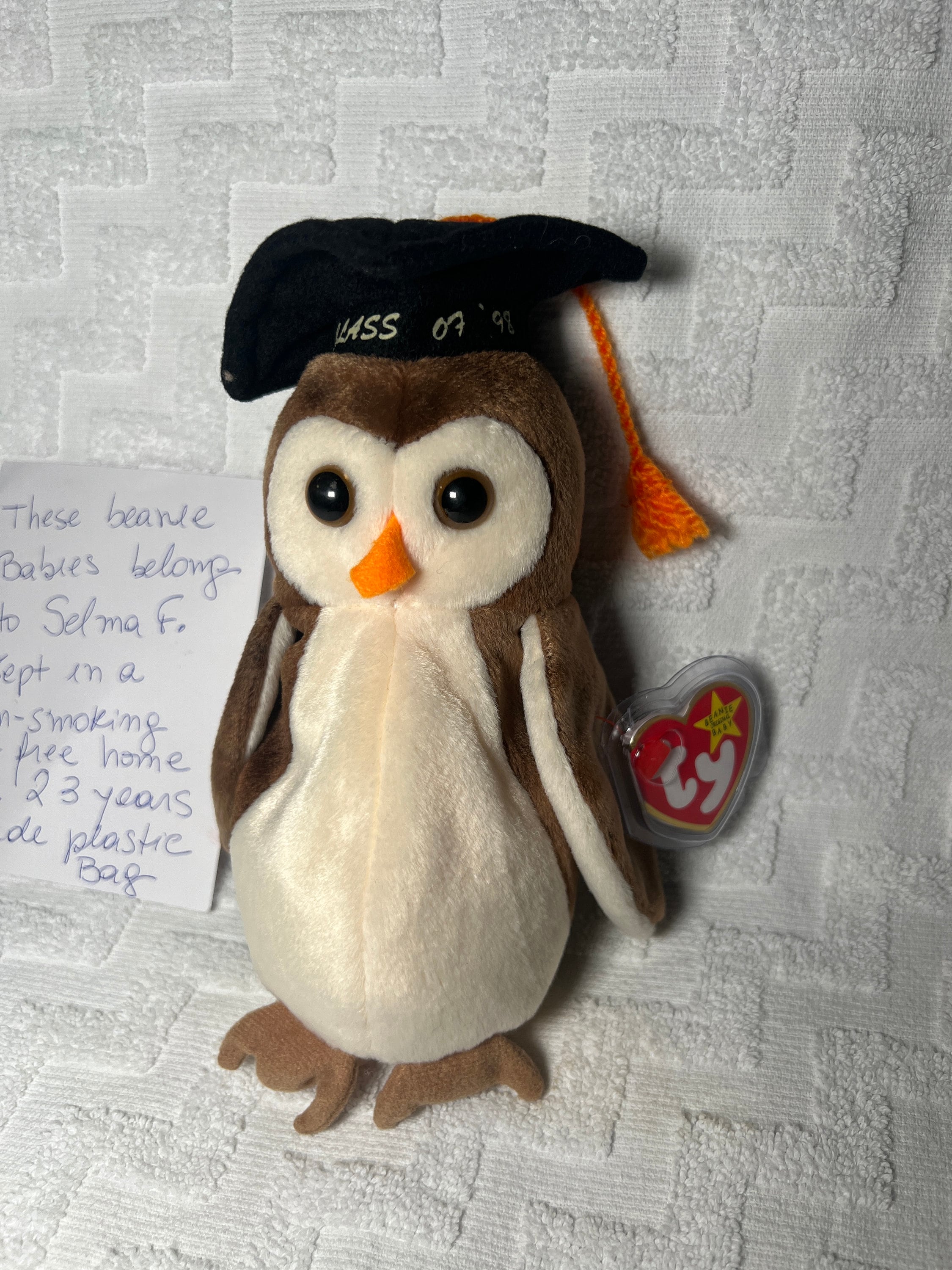 Rare Wise the Owl Ty Beanie Baby with Errors