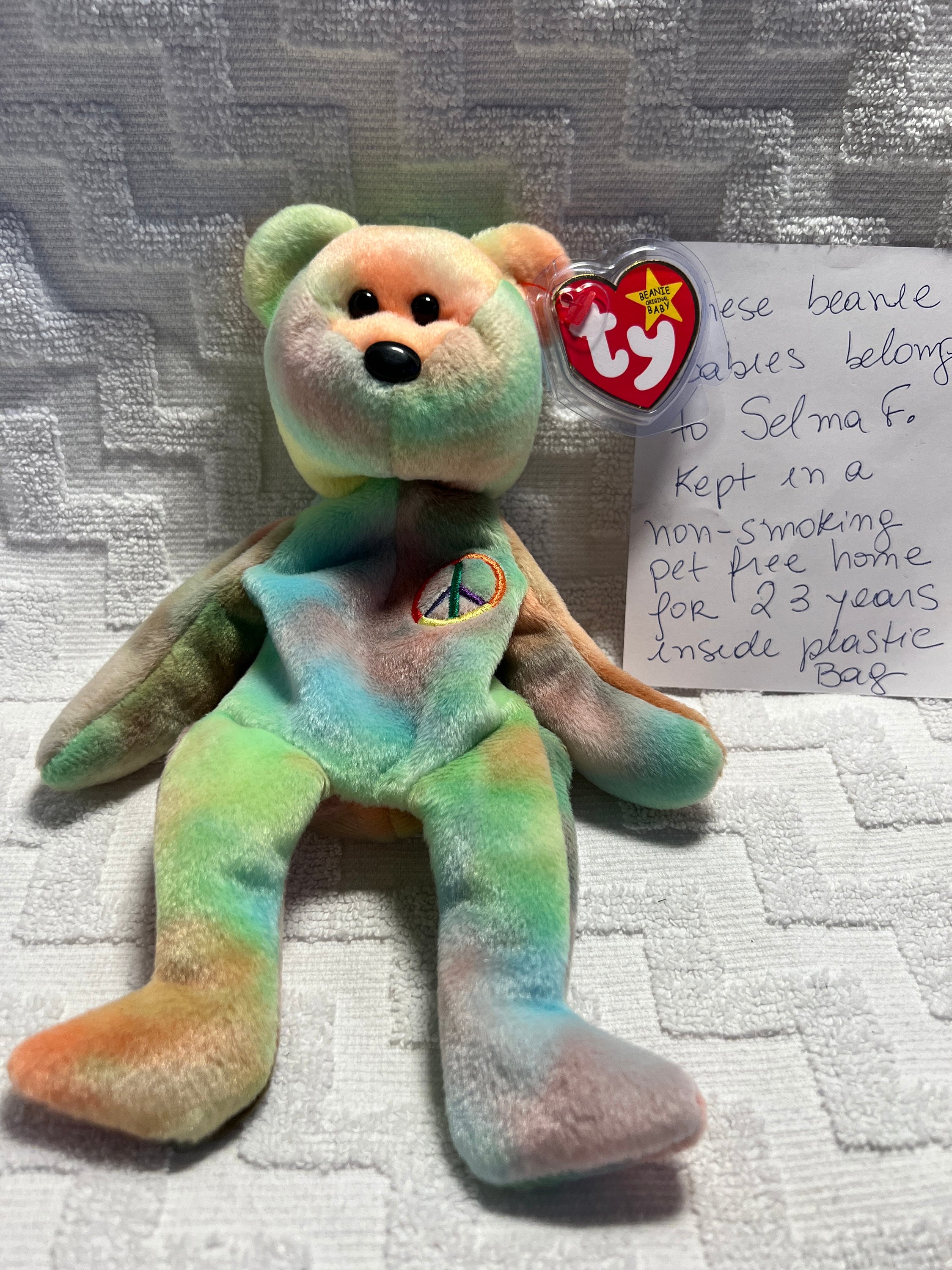 Rare TY Peace Beanie Baby Bear - 1996. - Etsy