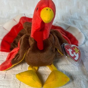 Gobbles Beanie Baby Turkey, RARE, Retired, With ERRORS, 1996