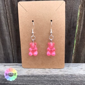 Gummy bear earrings, dangly or clip on