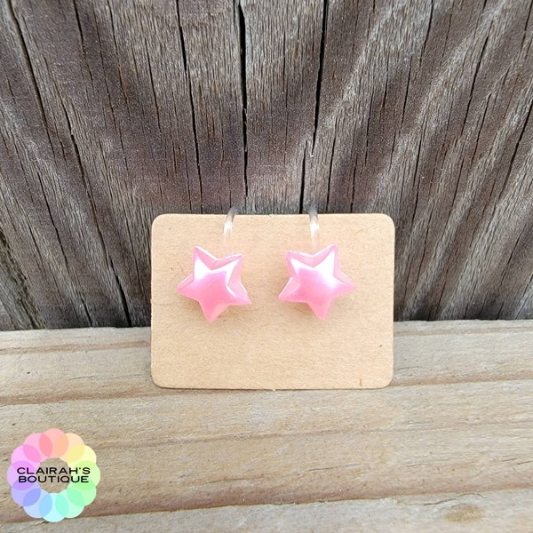 Star stud earrings, 10mm, clip on or posts