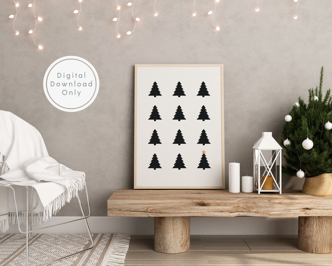 Printable Christmas Tree Wall Art Christmas Tree Print Etsy