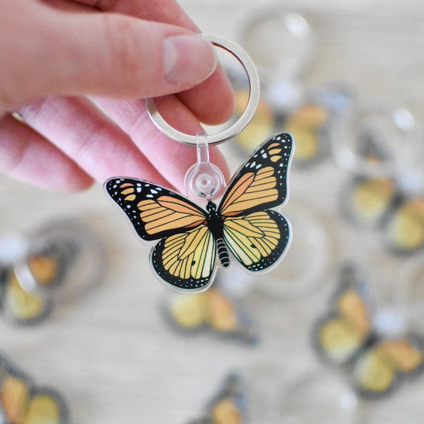 Monarch Butterfly Keychain, Butterfly Gift, Insect Keychain, Acrylic Keychain, Butterfly Accessory, First Car Gift